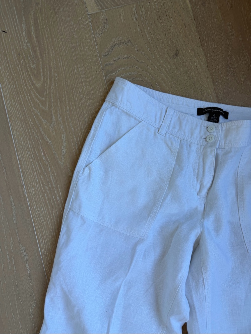 Tommy Bahama White Linen Button-Front Pants - Picture 4 of 7
